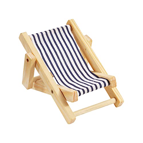 Deko-Liegestuhl aus Holz, blau/weiß, ca. 10cm von Hobbyfun
