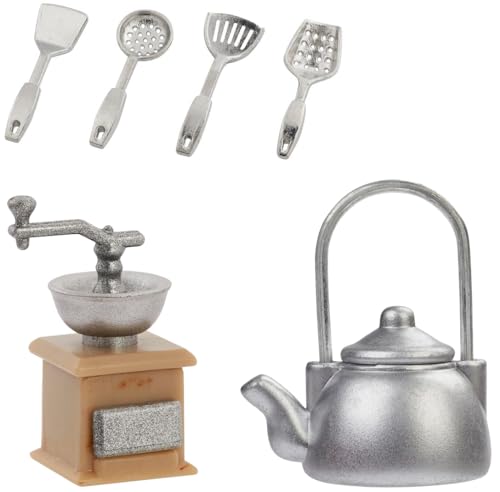HobbyFun Miniatur-Set Küchenzubehör Nostalgie 2.5-3.0 cm 6-teiliges Set Dek Puppenhaus Zubehör Sammlerartikel Vintage Look Modellbau von Hobbyfun