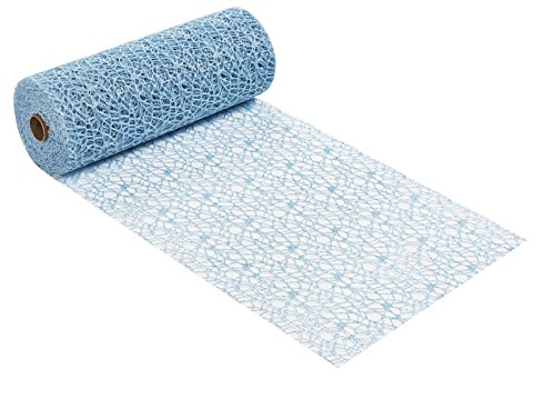 Hobbyfun Dekostoff Netz-Optik, Glimmer, 29 cm x 15 m, hellblau-blau von Hobbyfun