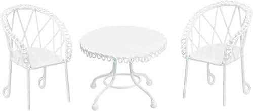 Hobbyfun Sitzgruppe I, ca. 6,5 cm, Weiss, 3 teilig, 2 Stühle,1 Tisch von Hobbyfun