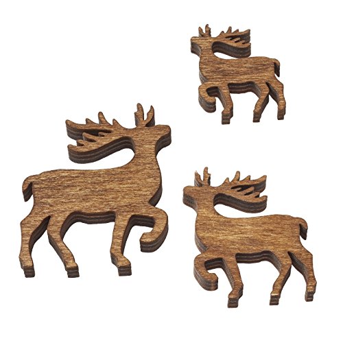 Holz-Deko Hirsch 2,5-5 cm, Braun, Btl. a 3 St. von Hobbyfun