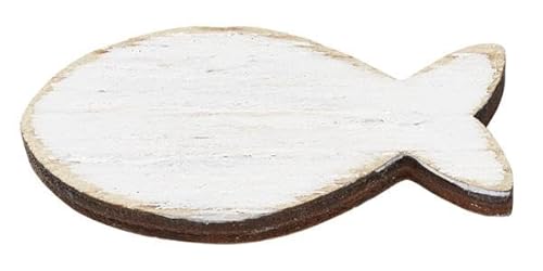 Holz-Fische, 4,5 cm, Btl.a 5 St. weiss von Hobbyfun