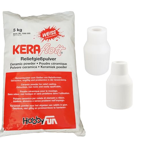 KERAflott 5kg Reliefgießpulver mit Silikonform der Marke HobbyFun (Silikonform Vase II) von Hobbyfun