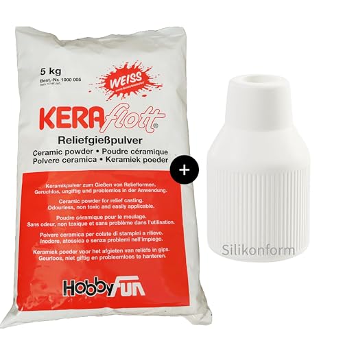 KERAflott 5kg Reliefgießpulver mit Silikonform der Marke HobbyFun (Silikonform Vase III) von Hobbyfun