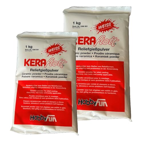 KERAflott Reliefgießpulver weiß 2 kg (2 x 1 kg) von Hobbyfun