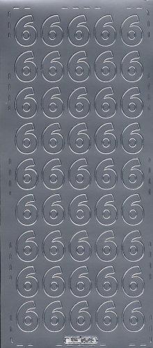 Konturensticker "Zahl 6" silber,bogen 10 x 23 cm von Hobbyfun