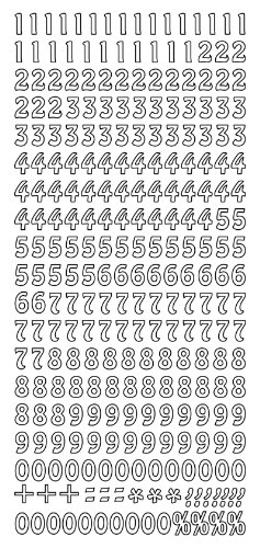 Konturensticker "Zahlen" silber,bogen 10 x 23 cm von Hobbyfun