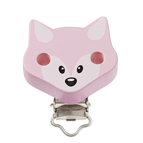 Schnulli-Ketten Clip Fuchs 37 mm x 11,5 mm, rose von Hobbyfun