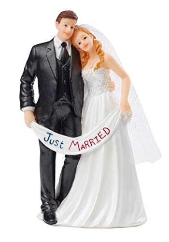 'Wedding Cake Topper Just Married 13,5 cm Wedding Couple Bride and Groom with Banner Cake Decoration Cake Stand Wedding Cake Topper von Hobbyfun