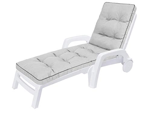 HOBBYGARDEN Auflagen für Deckchair, Liegenauflage, Gartenliege Auflage 201x55x8 cm Bequeme Polsterauflage für Sonnenliege, Liegestuhl, Kissen in Aschegrau von HOBBYGARDEN