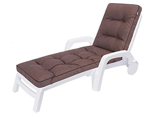 HOBBYGARDEN Auflagen für Deckchair, Liegenauflage, Gartenliege Auflage 201x55x8 cm Bequeme Polsterauflage für Sonnenliege, Liegestuhl, Kissen in Braun von HOBBYGARDEN