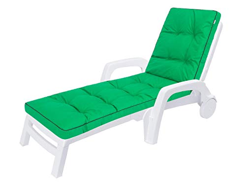 HOBBYGARDEN Auflagen für Deckchair, Liegenauflage, Gartenliege Auflage 201x55x8 cm Bequeme Polsterauflage für Sonnenliege, Liegestuhl, Kissen in Grün von HOBBYGARDEN