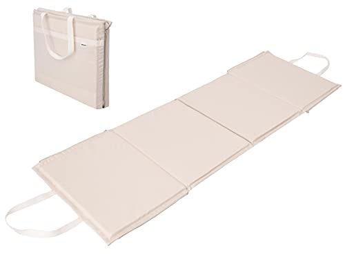 HOBBYGARDEN Strandmatte faltbar zu Tasche 2in1 Sonnenliege Strandliege Matte Gartenliege, Kopfkissen, Strandauflage, Auflage, tragbar, Strandtasche, Beige von HOBBYGARDEN