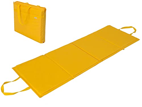 Hobbygarden Strandmatte faltbar zu Tasche 2in1 Sonnenliege Strandliege Matte Gartenliege, Kopfkissen, Strandauflage, Auflage, tragbar, Strandtasche, Gelb von HOBBYGARDEN