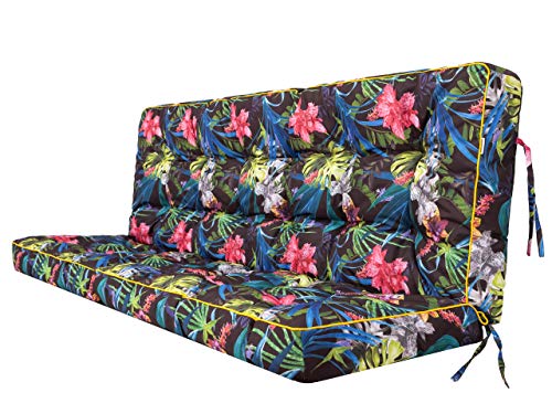 Sitzkissen Bankkissen Bankauflage für Gartenbank Schaukelkissen Bodenkissen Kissen für Hollywoodschaukel Outdoor und Indoor -180 cm - Bunte Bläter von HOBBYGARDEN