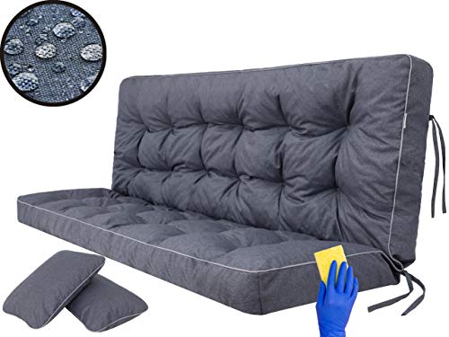 Sitzkissen Bankkissen Bankauflage für Gartenbank Schaukelkissen Bodenkissen Kissen für Hollywoodschaukel Outdoor/Indoor -120 cm - Navyblau von HOBBYGARDEN