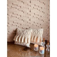 Makramee Kissenhülle Kissenbezug Boho Style Wohnzimmer Schlafzimmer Deko von Hobbytraumdesing