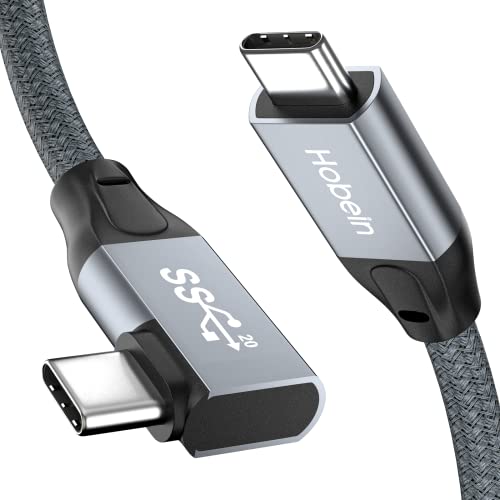 Hobein Rechtwinklig 100W USB C auf USB C Kabel, 90 Grad Design USB 3.2 Gen2×2 Typ C Ladekabel Unterstützt 20Gbps / 4K@60Hz / PD-Aufladung, für OTG, USB C Geräte, Tablet usw (0,5M) von Hobein