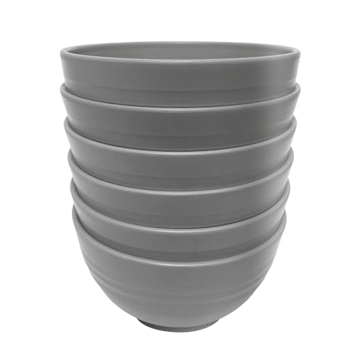 Hobein Schüssel, Kunststoffschale, 6er Set, 25 OZ Müslischalen, Salatschalen, 750ml Unbreakable Cereal Bowls,PP Kunststoff Bowl, Schüssel (6psc-Grau) von Hobein