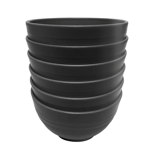 Hobein Schüssel, Kunststoffschale, 6er Set, 25 OZ Müslischalen, Salatschalen, 750ml Unbreakable Cereal Bowls,PP Kunststoff Bowl, Schüssel (6psc-Schwarz) von Hobein