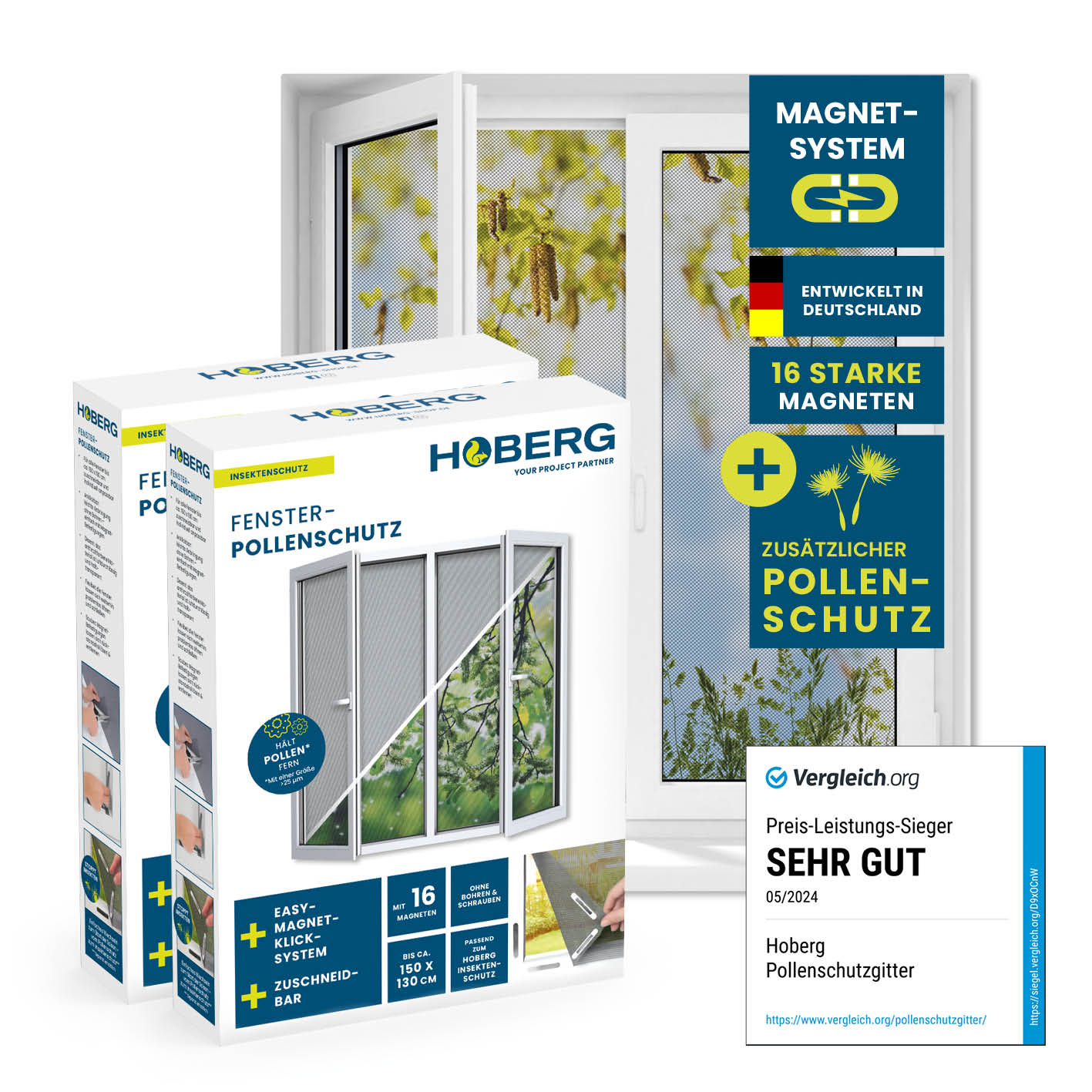 Insekten- & Pollenschutzgitter mit Magnetbefestigung - 2er-Set Insekten- & Pollenschutzgitter mit Magnetbefestigung - 2er-Set von Hoberg
