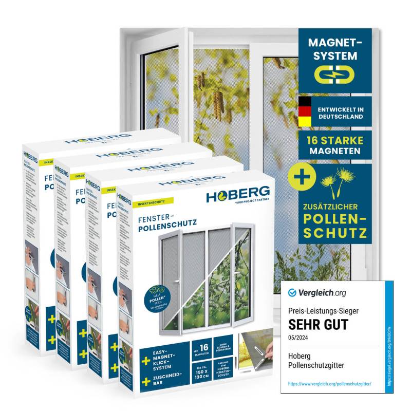 Insekten- & Pollenschutzgitter mit Magnetbefestigung - 4er-Set von Hoberg
