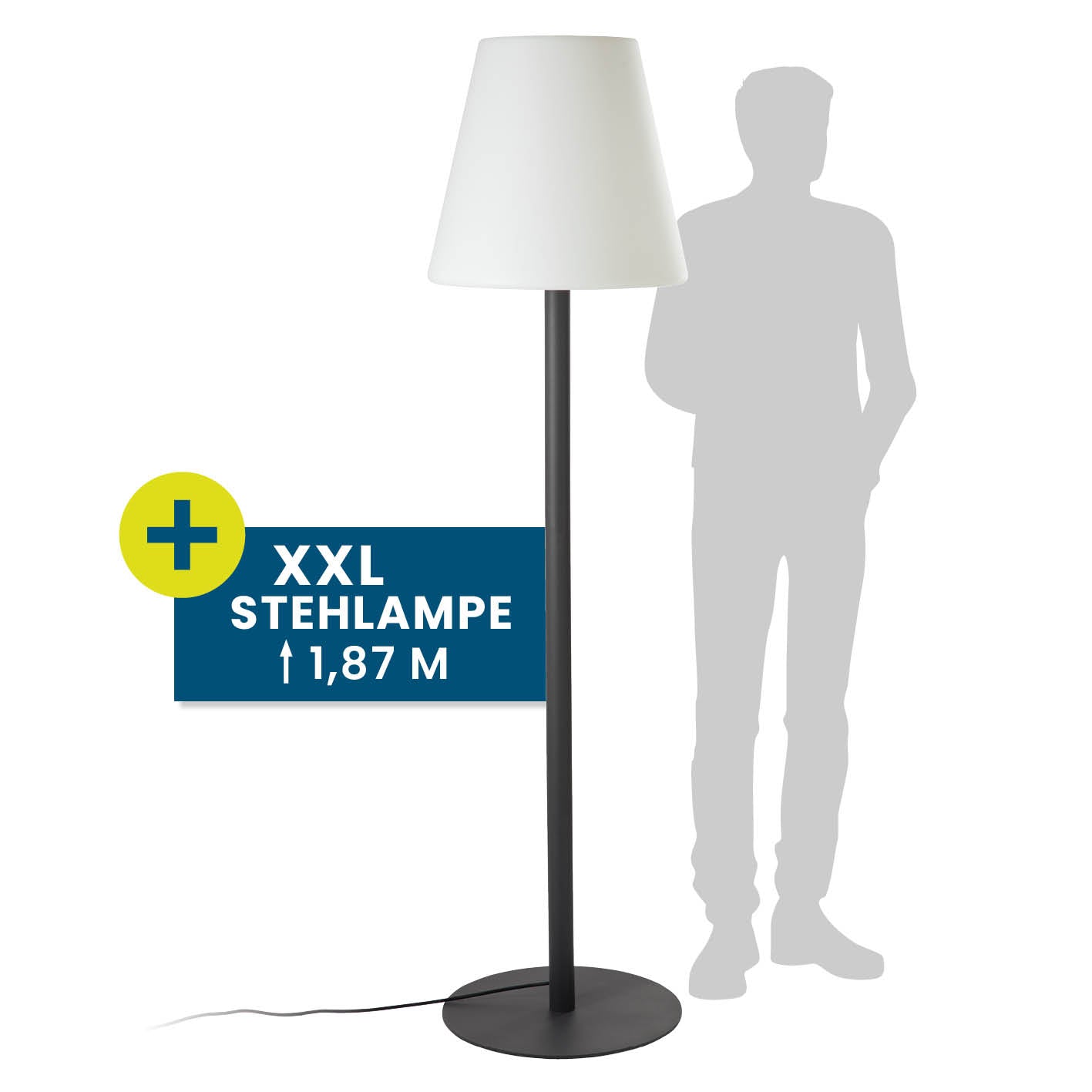 LED-Standleuchte dimmbar - 187 cm - schwarz/weiß von Hoberg