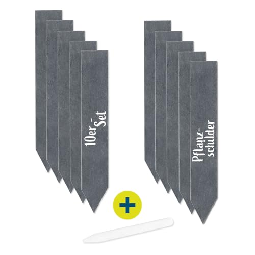 Hoberg Schiefer-Pflanzschilder 10er-Set – Robuste Schieferplatten für Garten, Kräuterbeet & Hochbeet | Wetterfest, langlebig & ideal für Gewächshaus | 15x2,5cm [schwarz] von Hoberg