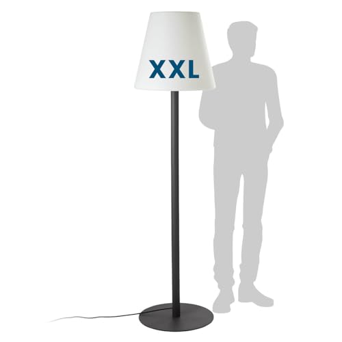 Hoberg XXL-Stehlampe für In- & Outdoor | 1,87 M große Lampe mit 3 einstellbaren Lichtintensitäten | Stimmungsvolle Standleuchte im zeitlos-modernen Design | IP-44 Wasser geschützt [schwarz, weiß] von Hoberg