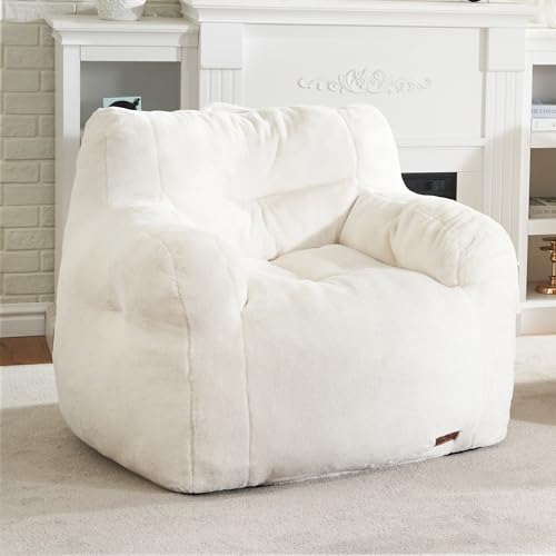 Hobestluk Sitzsack Sofa Stühle für Erwachsene Bequemer Sitzsack Sofa Flauschiger Sitzsack Stuhl Plüsch Stuhl Big Bubble Foam Sofa mit Füllstoff mit Armlehne für Wohnung, Wohnheim, Wohnzimmer von Hobestluk