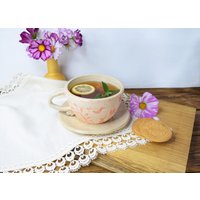 Handbemalte Teetasse Mit Untertasse - Cappuccino-Tasse Vogel-Tasse Latte-Tasse Handgemachte Tasse Frühstückstasse Handgefertigte Keramiktasse von HobiMania