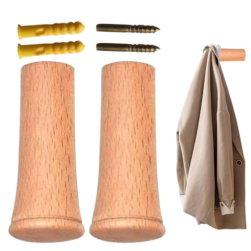 Hobngmuc 2er-Set Holz Wandhakenregal - Robuster Kleider- & Huthaken Für Flure | Rustikaler Deko-Organizer Für Handtücher Und Taschen von Hobngmuc