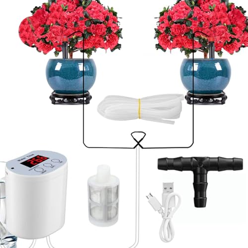 Hobngmuc Automatische Bewässerung Für Pflanzen | Bewässerungssystem Mit Timer | Mit Timer Für Gewächshaus Balkon Garten Mit Unterbrechungssicherung von Hobngmuc