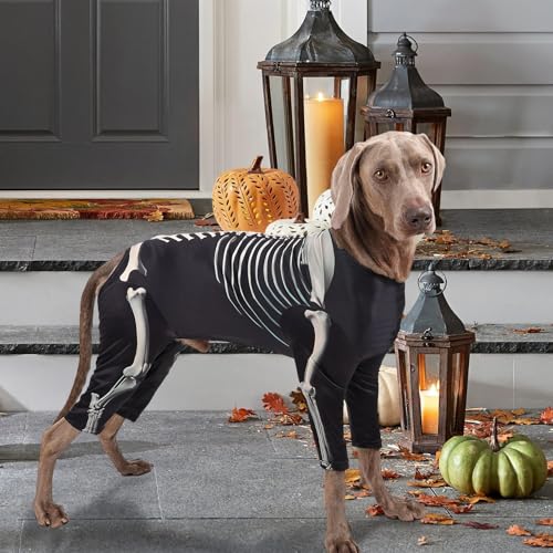 Hobngmuc Großhunde Halloween Kostüme,Skelett Halloween Kostüm Für Hunde - Atmungsaktive Kostüme Für Thanksgiving Weihnachten Und Festivalsaison von Hobngmuc