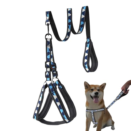 Hobngmuc Hundegeschirr Und Leine | Reflektierende Welpen Zugleine - Verstellbar Bequem rutschfest Geschirr für Spaziergänge Outdoor Mittelgroße Hunde von Hobngmuc