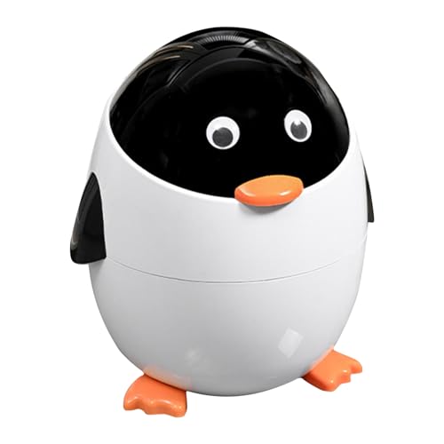 Hobngmuc Kinder Mülleimer | Pinguin Form Abfalleimer,Dekorativer Klappdeckel Mülleimer für Wohnzimmer Schlafzimmer Küche Badezimmer Waschraum unter Waschbecken von Hobngmuc