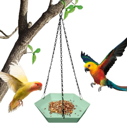 Hobngmuc Kleines Vogelbad | Vieleckiger Futterspender Für Papageien Zum Aufhängen - Garten Deko Aufhängbare Wasserschale Für Vogelliebhaber Familie Fenster Balkon Terrasse Garten Sitzplatz Park von Hobngmuc