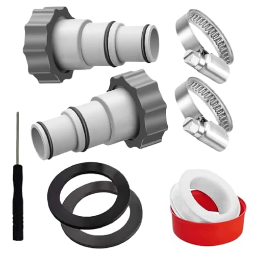 Hobngmuc Pool Filter Schlauch Adapter, Schwimmbadschlauch Verbinder Mit Klemme Und Dichtungsscheibe, Ersatzteil Für Entwässerung Rückspülung von Hobngmuc