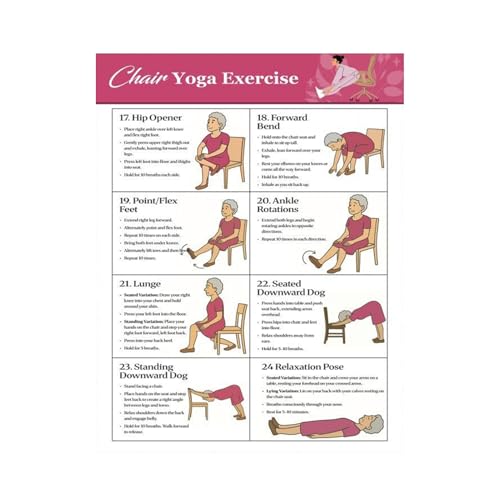 Hobngmuc Stuhlyoga Für Senioren Tabelle | Sitzgymnastik Poster Anleitung 11 Teile - Ohne Boxen Stuhltraining Tabelle Für Senioren,Für Pilates, Gewichtsverlust, Zuhause, Fitnessstudio, Arbeitsplatz, von Hobngmuc