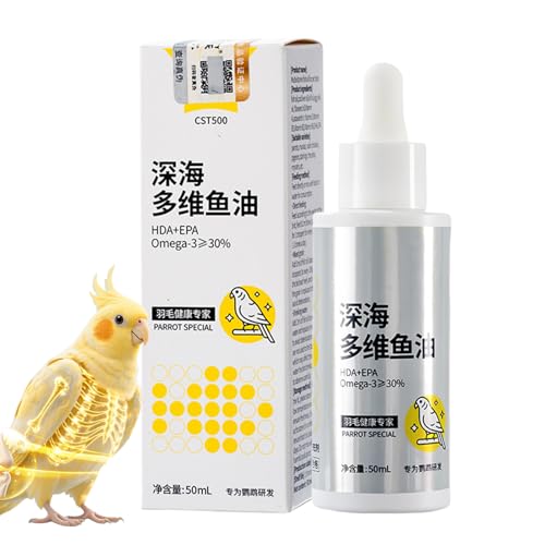 Hobngmuc Vogelfeder-Gesundheitsergänzung | Nymphensittich Schnabel & Knochen Unterstützung 50ml | Vogelernährungsergänzung Fischöl für Unzertrennliche und Nymphensittich-Pflege für Zuhause Garten Hobngmuc Vogelfeder-Gesundheitsergänzung | Nymphensittich Schnabel & Knochen Unterstützung 50ml | Vogelernährungsergänzung Fischöl für Unzertrennliche und Nymphensittich-Pflege für Zuhause Garten von Hobngmuc