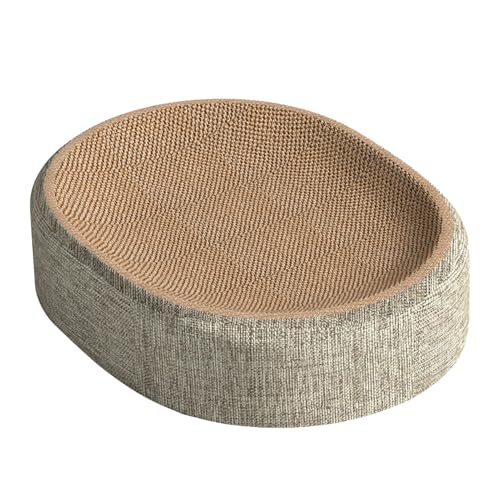 Sisal Kratzbrett Katzen - Ovales Katzenbett Mit Schalen-Design | Langlebige Jute-Webung Ohne Ausfasern, Krallenpflege Für Wohnungskatzen (41×31×10cm)​ von Hobngmuc