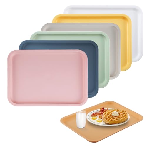 Hocadrv 6 Stücke Fast FoodTablett Serviertablett Tablett rutschfest Tablett Küche Rechteckig Tablett 24.8 x 17.8CM Klein Servierplatte für Küchen Fast Food Restaurants Cafés(6 Farbe) von Hocadrv