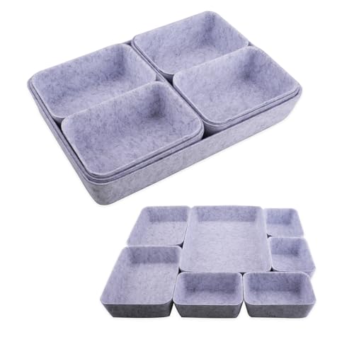 Hocadrv 7 Stück Schubladen Organizer filz Schubladeneinsatz Schubladen Ordnungssystem Schreibtisch Organizer Schublade filz Organizer Set für Küche Schminktisch Schreibtisch Büro Bad(Grau) von Hocadrv