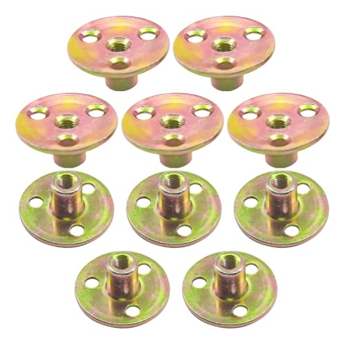 Hocansen 10 Stück Flanschmuttern M6 T-Mutter mit Loch, Round Basis, T-Nut, Flanschbefestigung mit drei Löchern für Haushaltsgeräte, Möbel (M6/FL-LM) von Hocansen