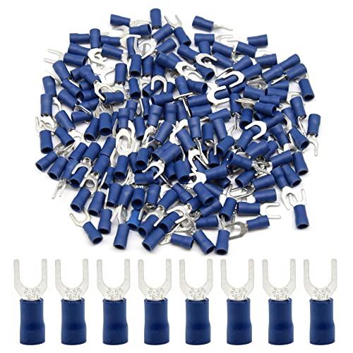 Hocansen 100 Stück Gabelverbinder Crimpzange Crimp Terminal Set Isolierte Gabelklemmen Crimpverbinder für elektrische Kabel (PFB/M5) von Hocansen