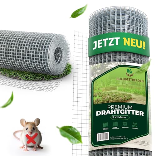 HOCHBEETHELDEN Wühlmausgitter für Hochbeete aus rostfreien feuerverzinkten feinmaschigen Drahtgitter |2,5 x 0,8 m| Hasendraht mit 6,3 mm Maschenweite | Kaninchendraht aus 0,55 mm Drahtgeflecht von Hochbeethelden