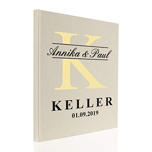 Gästebuch Hochzeit Nr. 79 Personalisiert in Buchbinderleinen (Creme) von Hochzeitideal