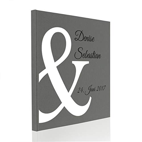 Gästebuch Hochzeit Nr. 9 Personalisiert in Buchbinderleinen (Grau) von Hochzeitideal