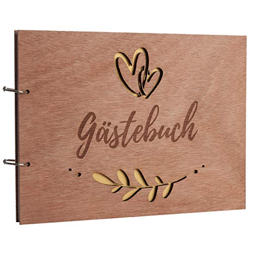 Hochzeitideal – Besonderes Gästebuch Hochzeit Fiore mit 52 Seiten à 100g I Hochzeit Gästebuch aus Holz I Handgefertigtes Hochzeitsgästebuch DIN A4 von Hochzeitideal