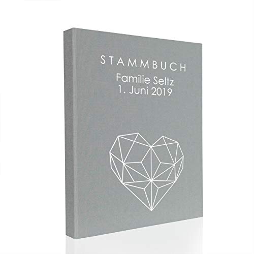 Hochzeitideal – Personalisiertes Stammbuch der Familie Nr. 146 hellgrau DIN A5 - Buchbinderleinen Stammbuch Hochzeit - Familienbuch Standesamt mit 4-Fach Ringmechanik & 3 Klarsichthüllen von Hochzeitideal